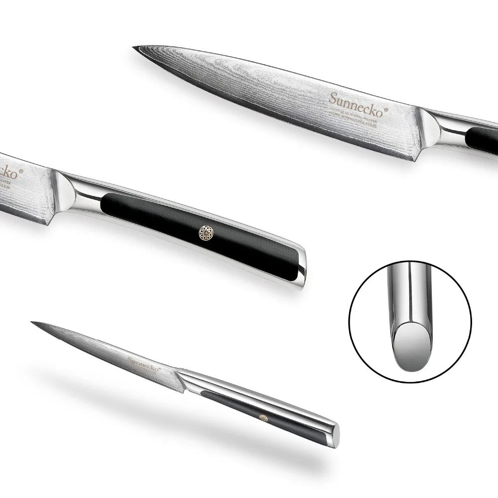 Sunnecko 5 дюймов, 73 слоя, дамасская сталь, кухонные ножи, японский VG10 Core, бритва, острое лезвие, сильная твердость, G10, нож с ручкой