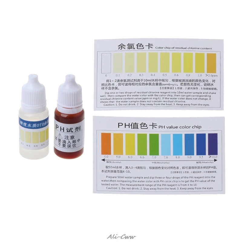 1 Set pH A2O Water pH OTO Dual Test Kit with Test Card for 100-125 tests