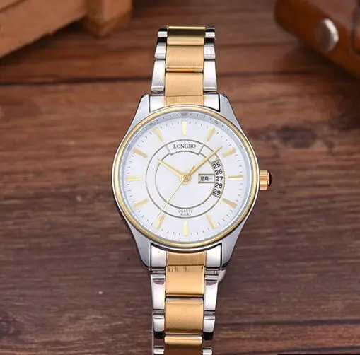 TOP  Fashion Top Brand Couple Watch Men Woman Rose Gold Stainless Steel Luxury Quartz watch Double Calen
