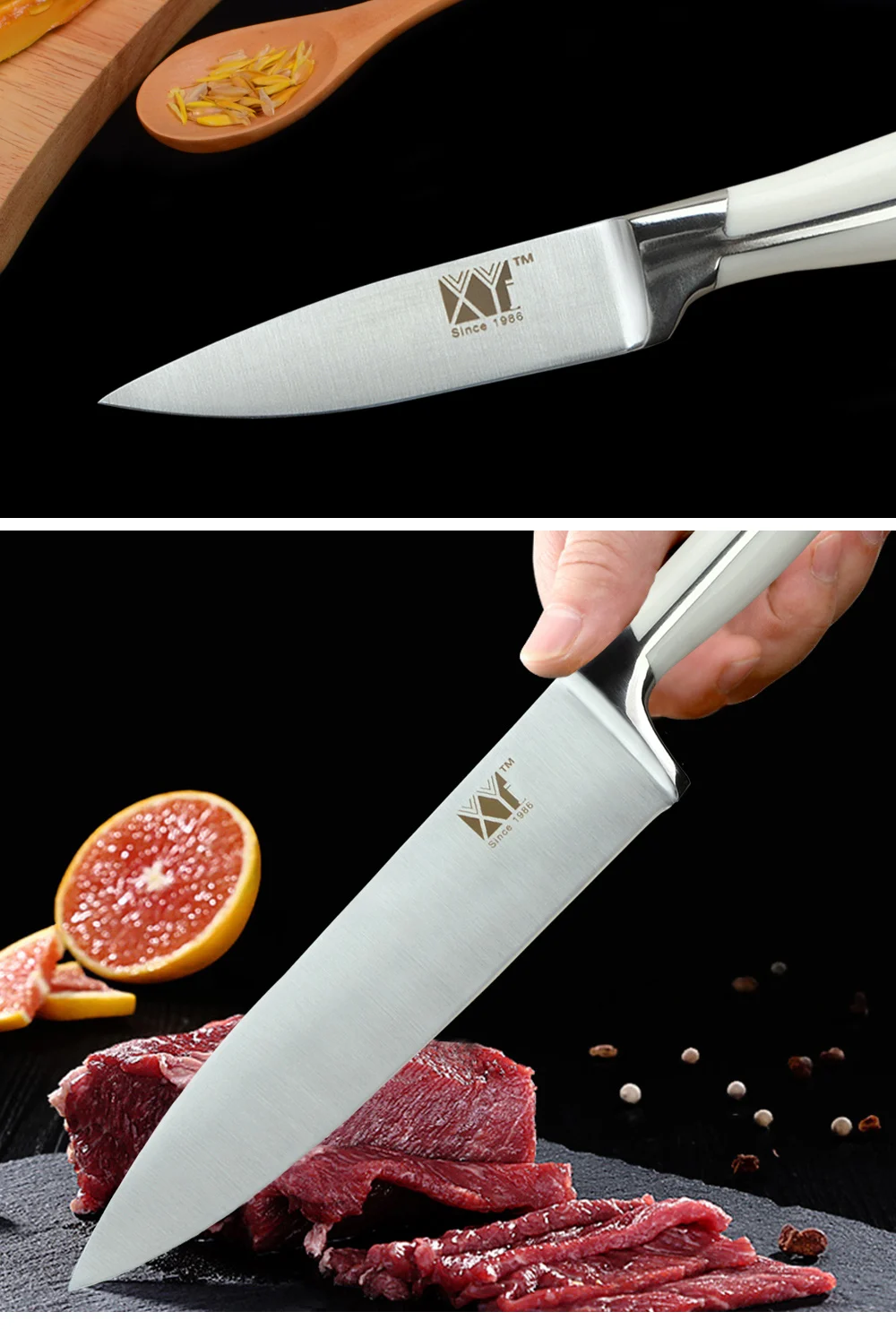 Кухонный нож XYj из нержавеющей стали 3," 5" " 8" " 8" дюймов, кухонные ножи Santoku, Кливер, ножи для нарезки, качественный Подарочный нож