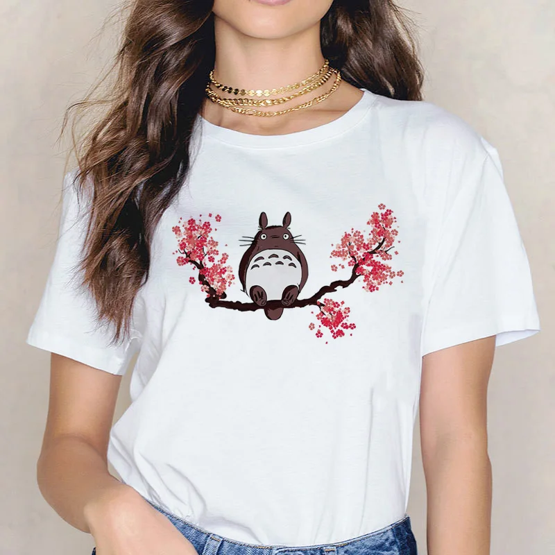 Футболка Totoro Spirit Out Хаяо Миядзаки из мультфильма Studio Ghibli femme женская футболка с японским аниме, женская одежда с аниме