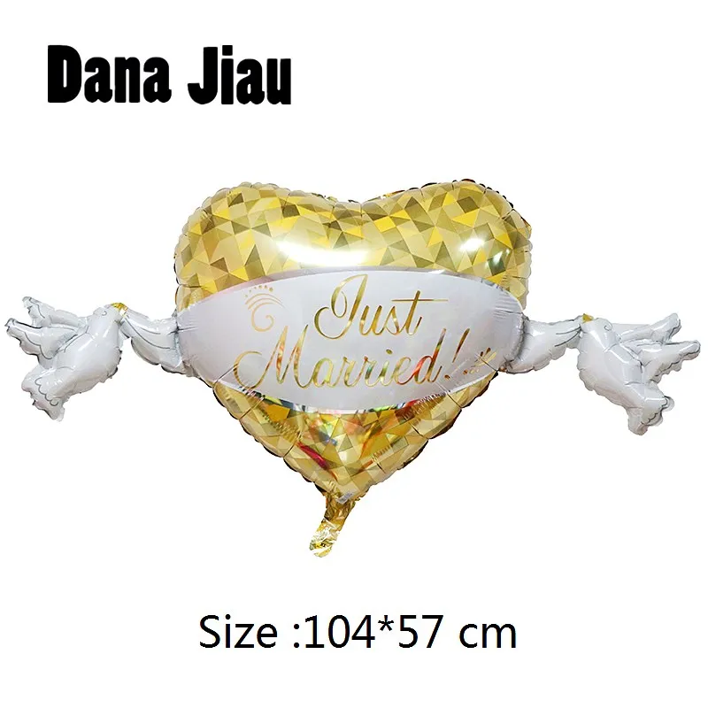 

Yellow Heart Dove Loving Wedding Aluminum Foil Balloons Valentine's Day Diamond Ring Ball Party Decorations