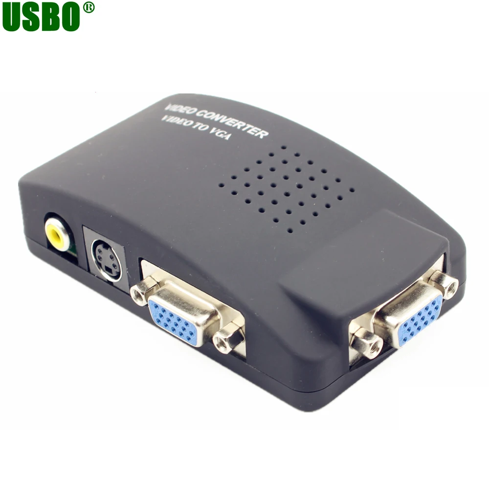 

Multifunction 3.5MM 1280*1024 Set top box S terminal video TV to computer Display TV switch converter box AV to VGA converter