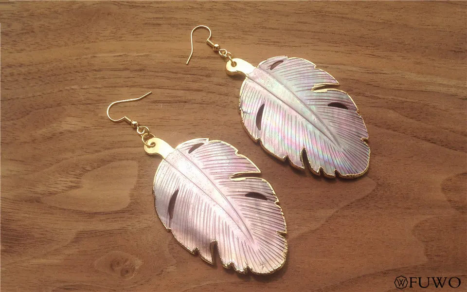 Exaggerated Big Leaves Shell Earrings 10
