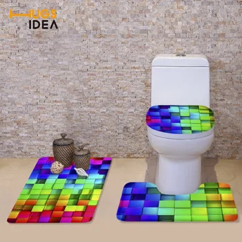 

HUGSIDEA 2017 Multi-color Toilet Seat Covers Home Bathroom Decorator 3D WC Soft Toilet Lid Cover Warm Non Slip Carpet 3pcs/Set