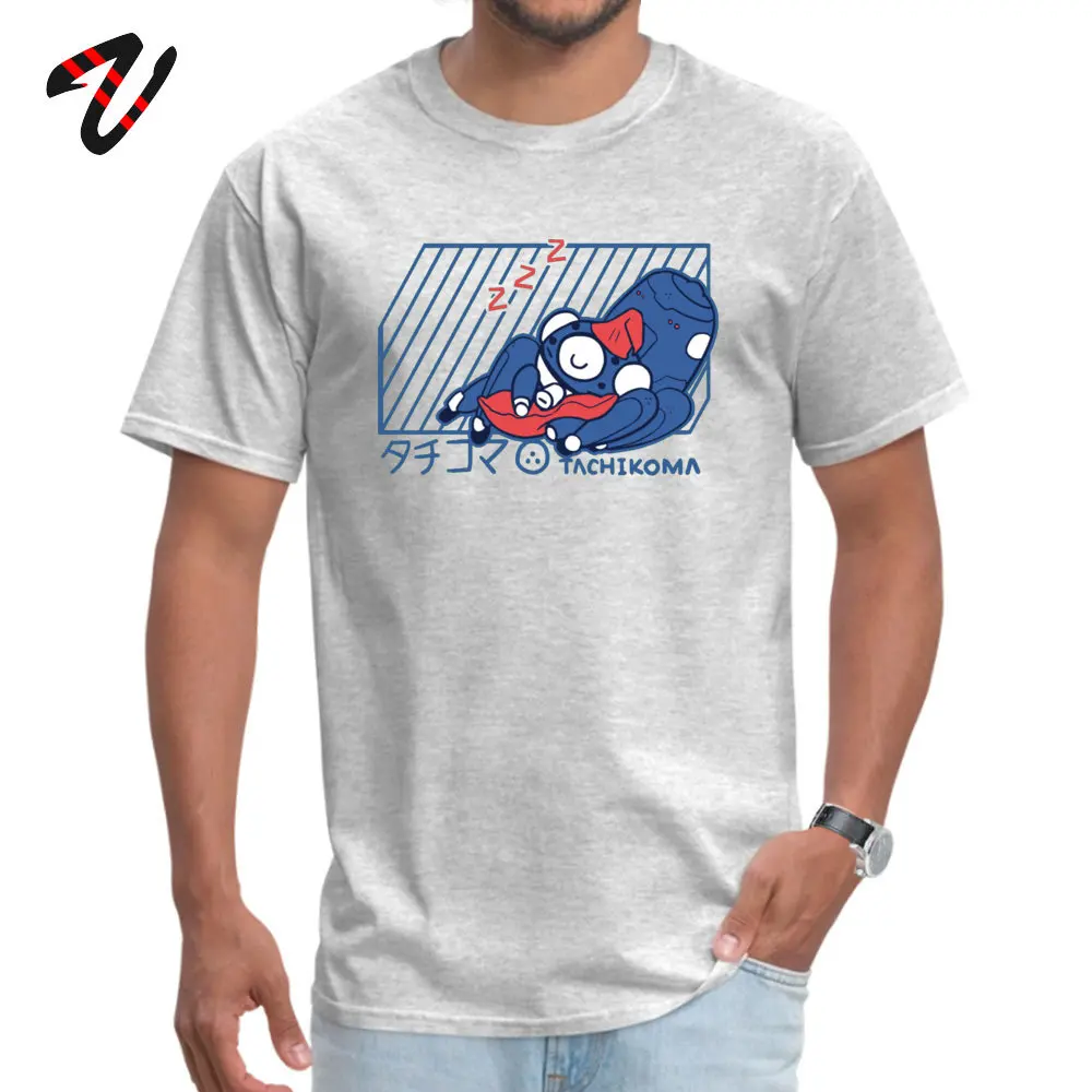 Funny Adult Tops T Shirt TACHIKOMA Printed T-Shirt Cotton Fabric Short Sleeve Simple Style Tee-Shirts Crewneck TACHIKOMA 16193 grey