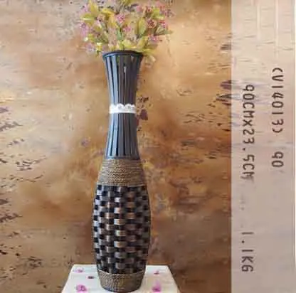 Напольная ваза большого размера Kingart бамбуковая большая напольная ваза винтажная ретро гостиная домашний декор ремесло для декора; ваза с цветами - Цвет: 116cm