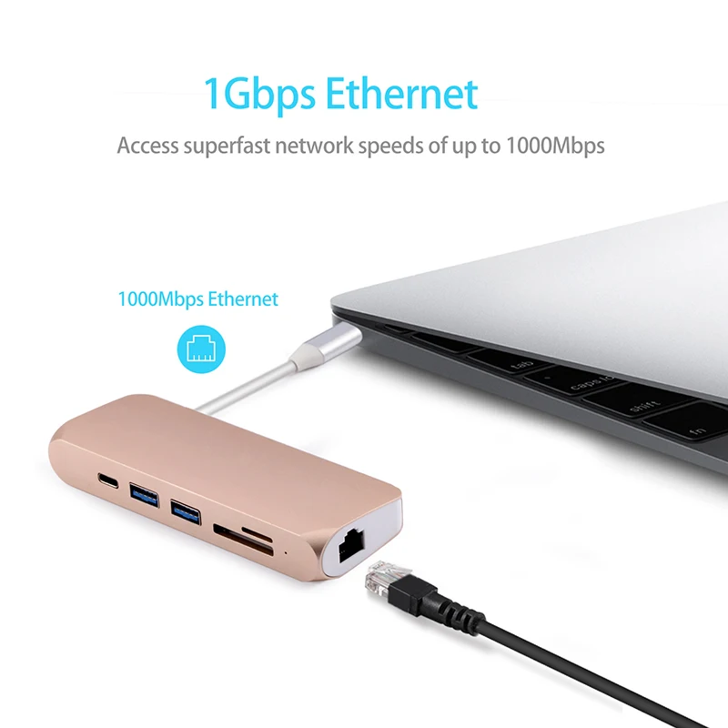 Концентратор USB Type C Thunderbolt Ethernet RJ45 конвертер многопортовый адаптер для Macbook Pro/Air