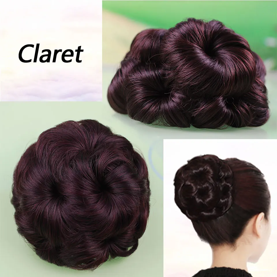 JINKAILI Accessories on ponytail hair piece synthetic fiber Clip in Elastic Fake 9hair flowers claw curly chignon bride hair bun