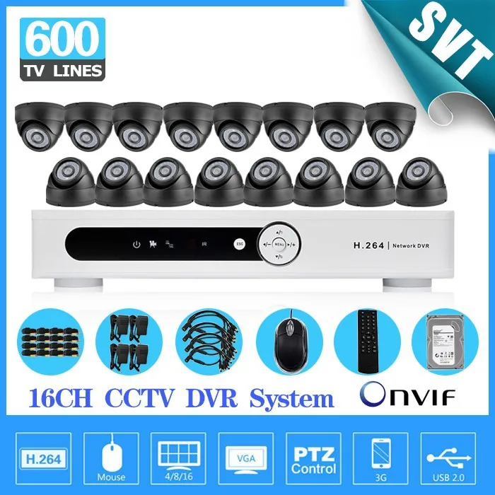 

Home CCTV 16 ch security DVR1tb hard disk indoor Night vision Camera Kit 16ch Color Video Surveillance System 16channel SK-219