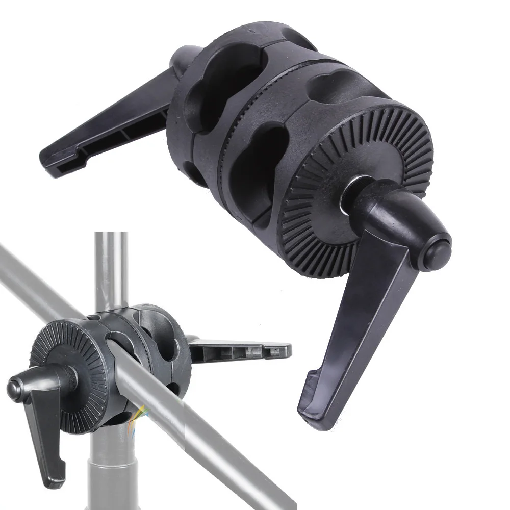 Dual Head Grip Swivel Clamp Head Holder Bracket Compatible for Photography Studio Flash Reflector