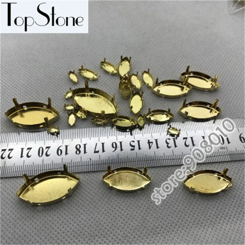 TopStone конский глаз пустая металлическая чашка с когтями серебряный золотой цвет для установки маркиза Наветт Стразы 3x6~ 10x35 13x48 мм - Цвет: golden claw