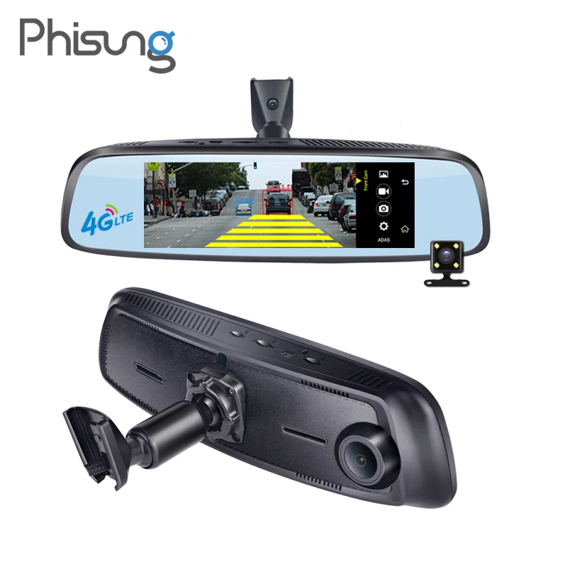 Phisung E09 7.84\ 4G Special bracket Car Camera Mirror Android GPS DVR with two cameras WIFI dash cam ADAS Remote Video Recorder