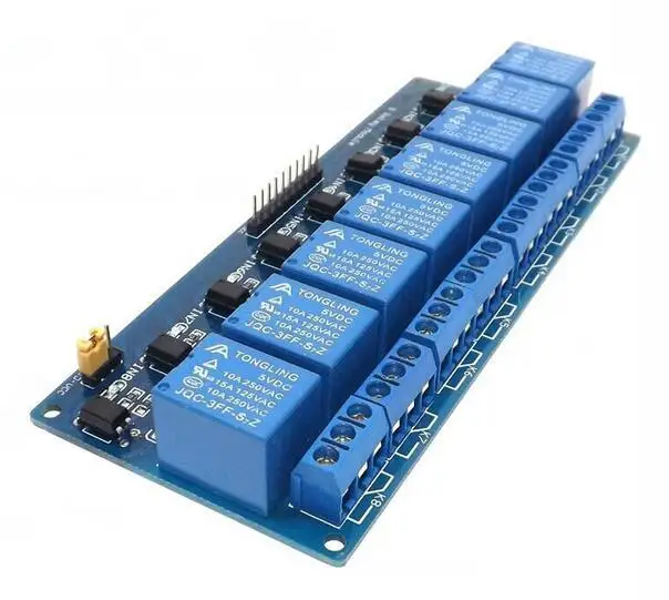 

8 way road relay module with opto relay control board indicator light PLC DC 12V power module Development board for Arduino