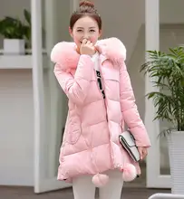 2016 Soft Warm Women Coat Fashion Coat Cotton Padded for Women Long Loose Fur Hooded Winter