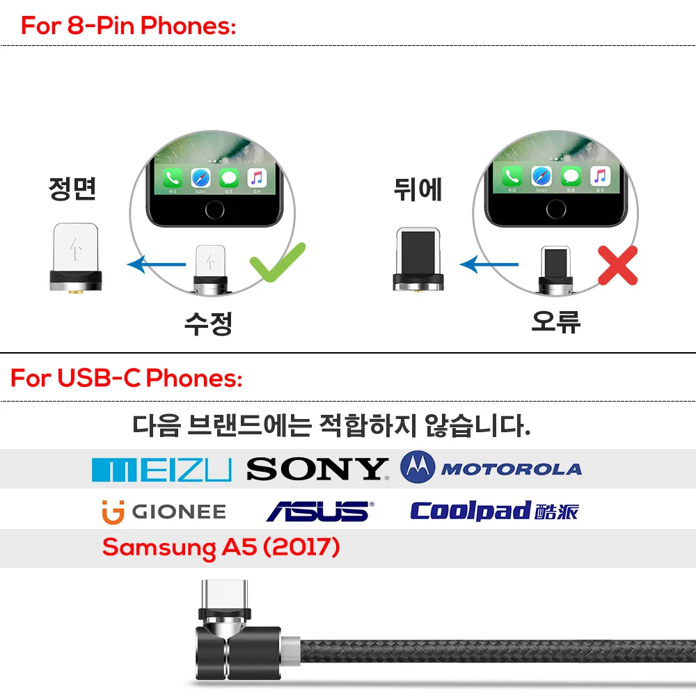 TOPK 2 м 90 градусов Магнитный кабель, нейлоновый светодиодный Micro USB кабель и usb type-C USB C кабель для iPhone samsung huawei Xiaomi htc sony