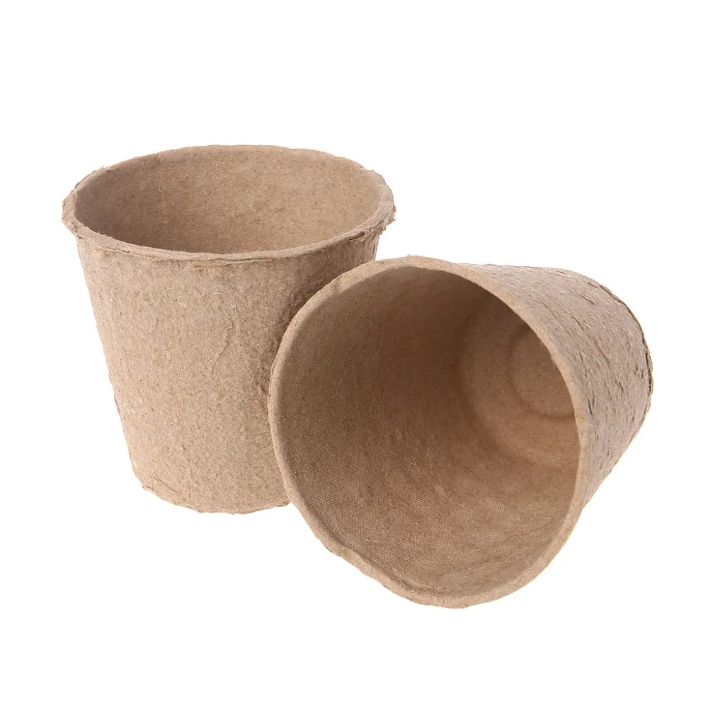 Tray Garden 50Pcs Round Biodegradable Paper Pulp Peat Pots Plant Nursery Cup Drop Shipping