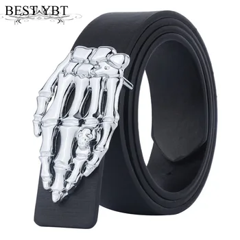 

Best YBT Men Imitation leather Belt personality Skeleton hand Alloy Smooth buckle Selling men casual fashion cowboy pants Belt