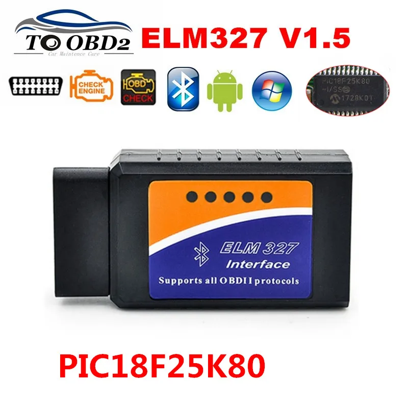 

Best Price V1.5 Hardware 25K80 Chip ELM327 1.5 Bluetooth Works Android Torque ELM 327 V1.5 Supports All OBD2 Protocols