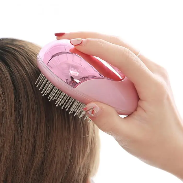 Портативный Электрический Ионный расческа мини-ion вибрации щетка для волос Расческа массажка Для женщин массаж головы гребень компактная