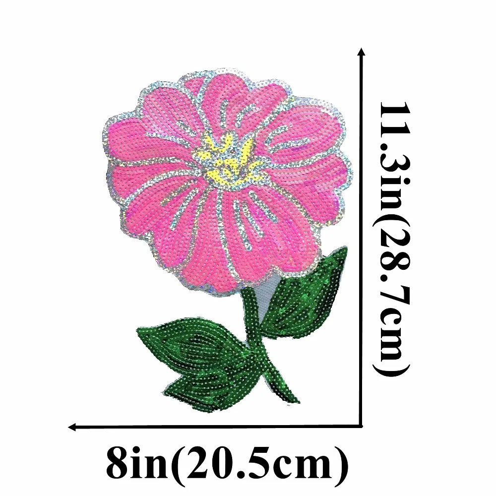 

2PCS/set Pink Sequins Flower Patches Iron on Beaded Paillettes Patches DIY Decorated Accessories Big Scraf Floral Sequined Patch