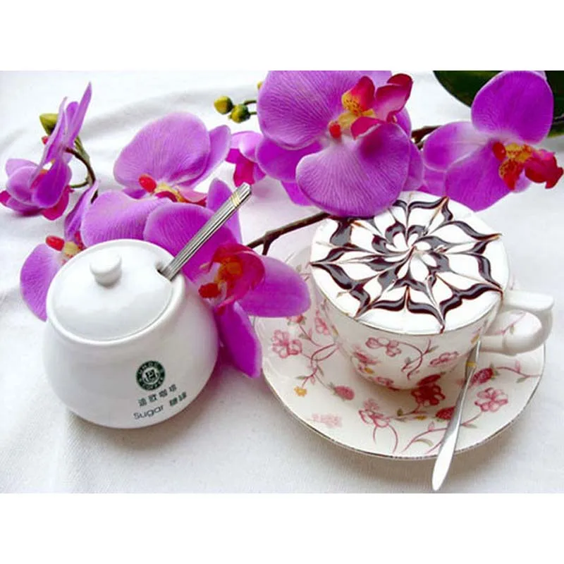 

YIKEE Diamond Embroidery Flowers Orchid 5D DIY Diamond Embroidery Mosaic Picture Of Rhinestone Decoration Home y1468
