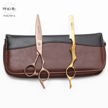

6" 17cm 440C Rose Gold AQIABI Micro Sawtooth Haircut Set Hairdresser's Scissors Cutting Shears Professional Hair Scissors A9123
