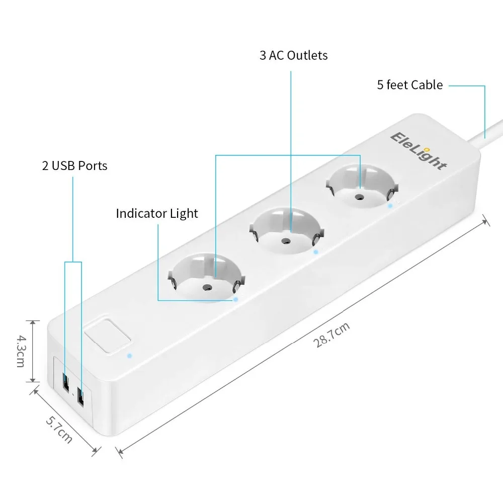 Умная WiFi силовая полоса, умный удлинитель с беспроводным пультом дистанционного управления голосовым управлением, работа с Amazon Aleaxa Google Home