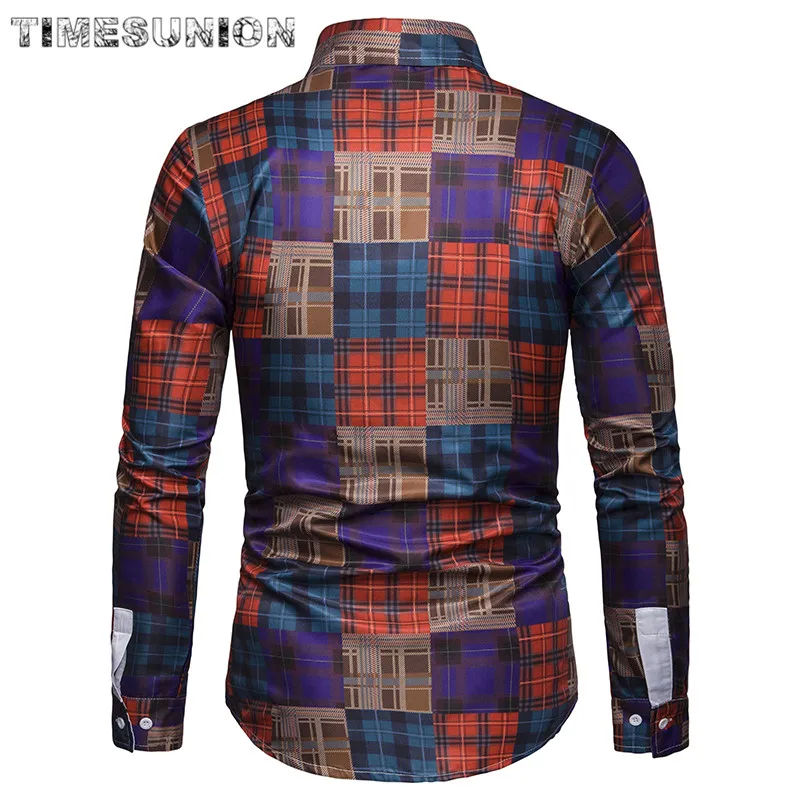 2019 Spring Autumn Fashion Men Clothes Slim Fit Men Long Sleeve Shirt Men Plaid Cotton Casual 2