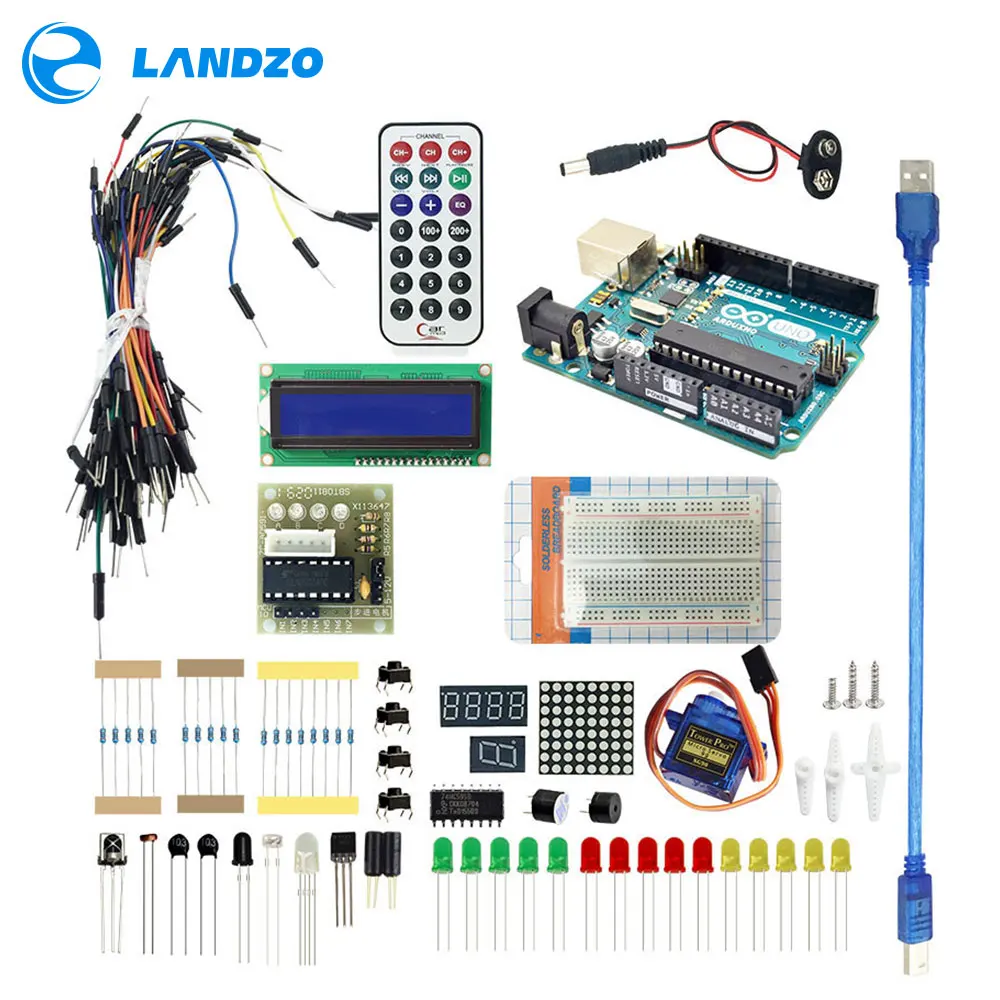 Arduino Starter Kit для оригинальными arduino uno-Uno R3 Макет/arduino датчика/1602 ЖК-дисплей/джемпер провод/UNO R3/резистор Arduino Starter Kit для оригинальными arduino uno-Uno R3 Макет/arduino датчика/1602 ЖК-дисплей/джемпер провод/UNO R3/резистор