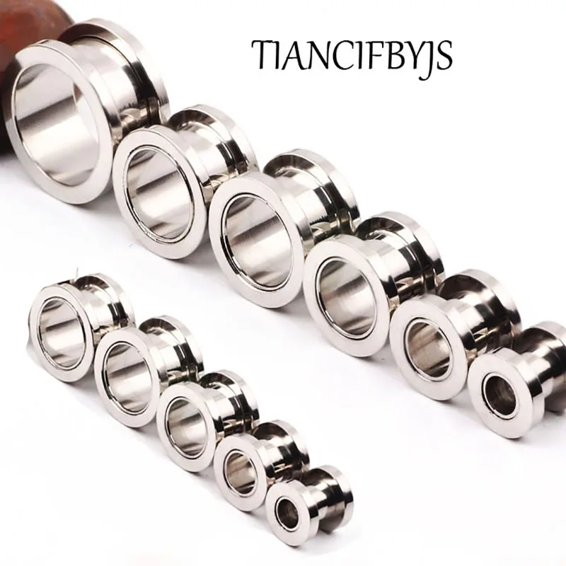 

Wholesales 50pcs/lot Mix 2-10MM Stainless Steel Body Jewelry Ear Plug Flesh Tunnel Ear Piercing Gauges