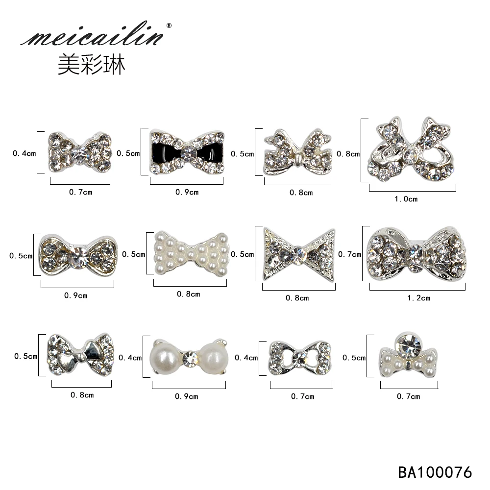 Meicailin 12 шт. украшение для галстука бабочки 3D сплав AB Nails аксессуары украшения