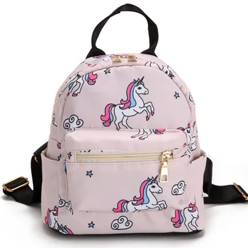 

unicorn cartoon flamingo Backpack shoulder Travel Bag for teenagers girls women Canvas dot school bag