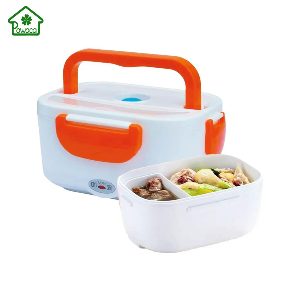 Double layer Heated Lunch Box Portable Electric Heating Food Storage