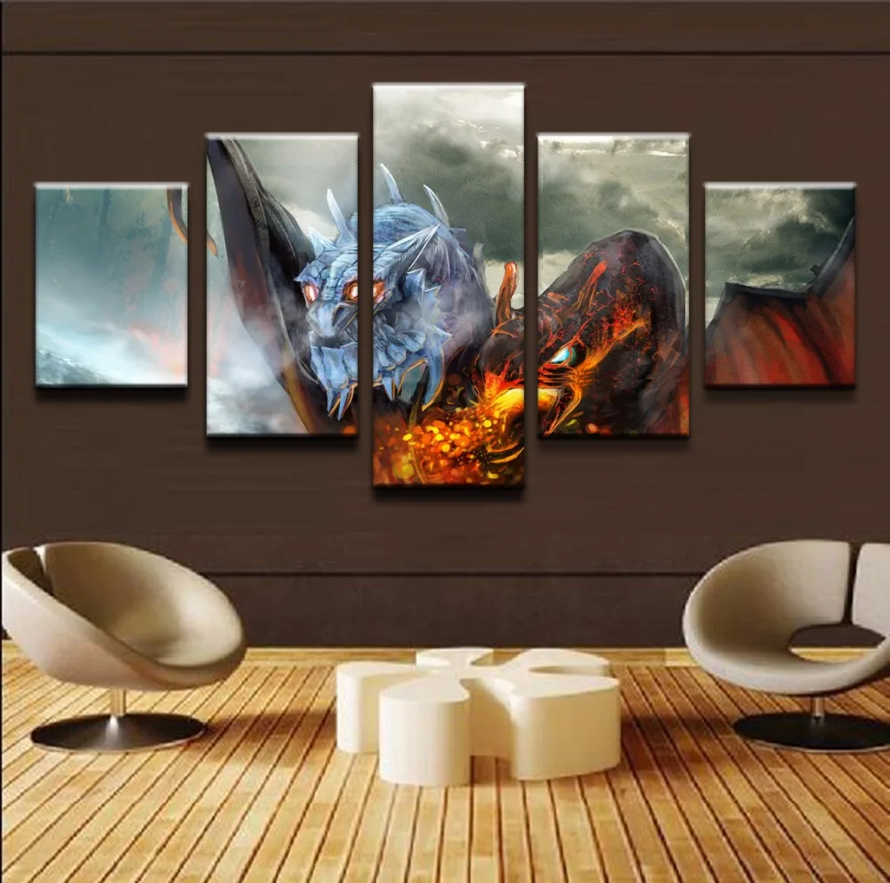  Home Decor Canvas Art 5 Pieces Canvas Painting DOTA 2 Jakiro HD Printed Video Game Poster Wall Art 