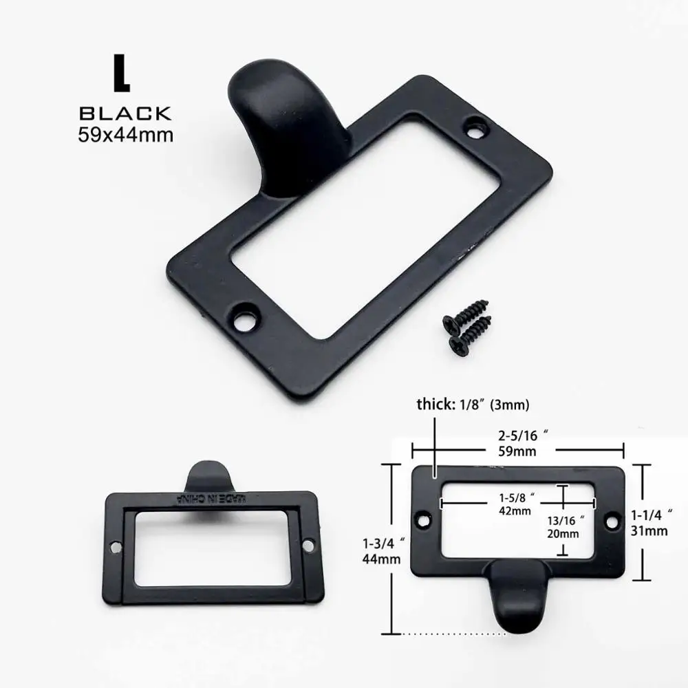 2 шт. небольшой сверхмощный античная латунь черный декоративный мебельный шкаф ярлык ящика Потяните тег Рамка ручка файл имя держатель для карт - Цвет: L black 59x44mm