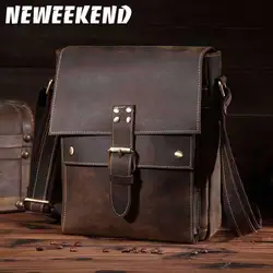 NEWEEKEND Ретро повседневное пояса из натуральной кожи коровьей Crazy Horse Посланник Crossbody iPad сумка для человека 8571