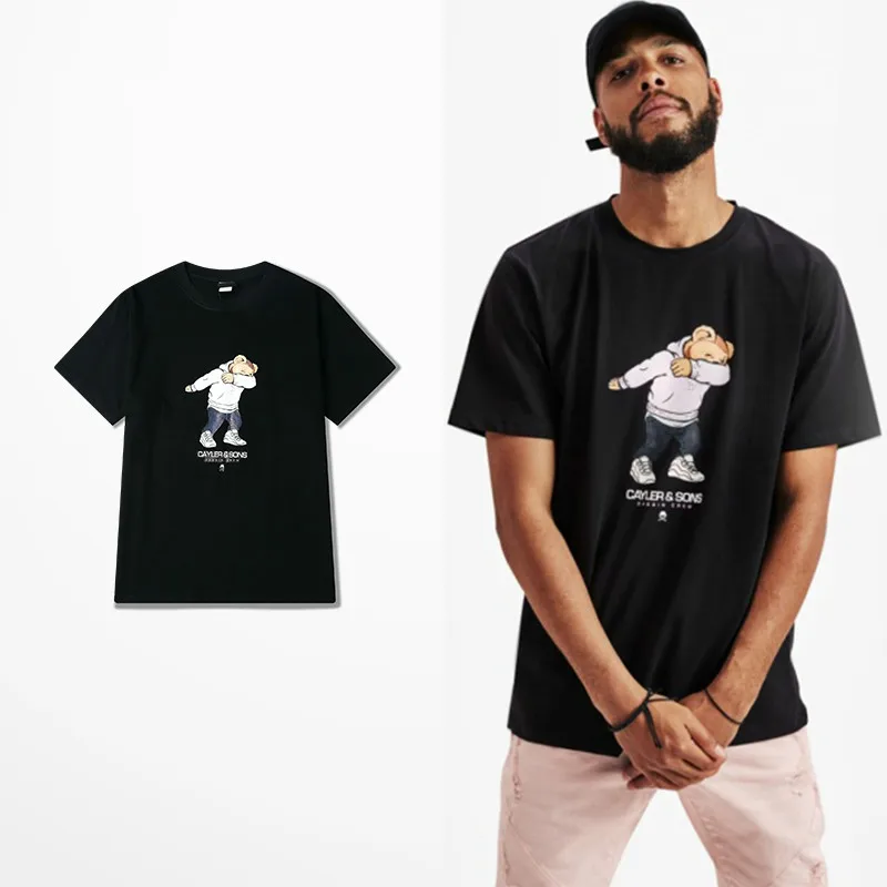 Футболка с рисунком медведя Cayler Sons Dabbin, Мужская футболка для скейтборда в стиле хип-хоп, Харадзюку, футболка Homme Kanye West