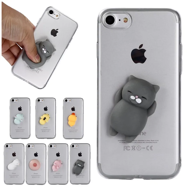 Для iPhone SE 3D милый мягкий Чехол резиновый Кот утка Capinha для 5 5S 6 6s s 7 8 Plus 6Plus 7Plus X Hoesje