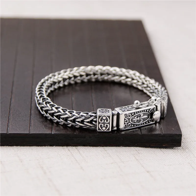 

Starfield S925 Sterling Silver Knit Cross Cruel Vintage Thai Silver Bracelet Men