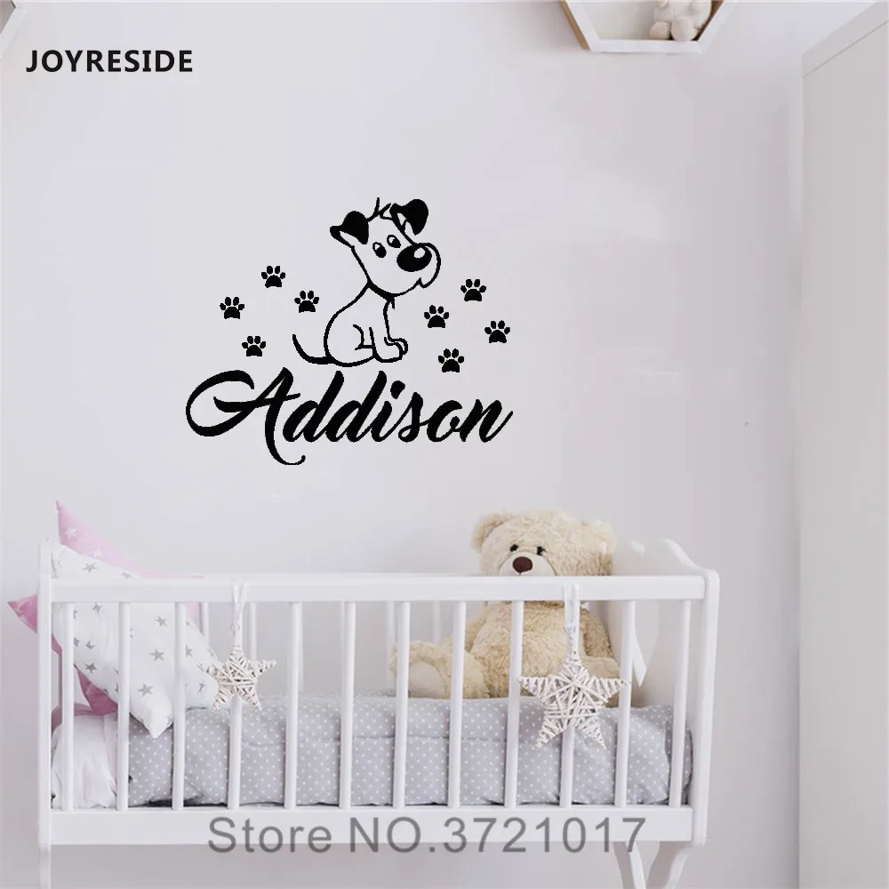 Us 5 17 25 Off Joyreside Personalized Name Wall Dog Decal Vinyl Sticker Decor Kids Boy Girl Room Bedroom Interior Design Decorations Mural A471 In