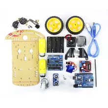 New Ultrasonic Sensor Robot Smart Car DIY Kits Starter Kit UNO R3 + Ultrasonic Module+Motor drive board Mini Servo For Arduino