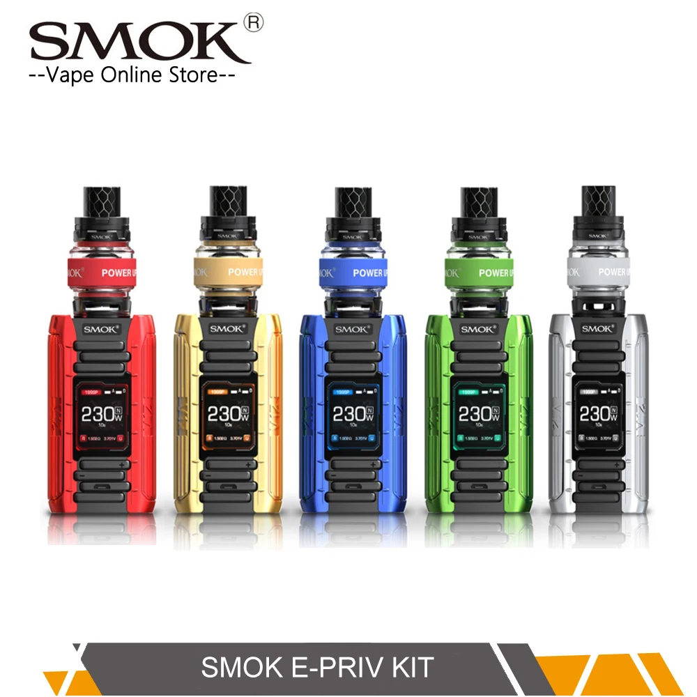 

Original SMOK E-PRIV KIT 230W E-Priv Box MOD Vape 8ML TFV12 Prince Tank with new max mesh coil vs SMOK x-priv & G-priv 2 kit