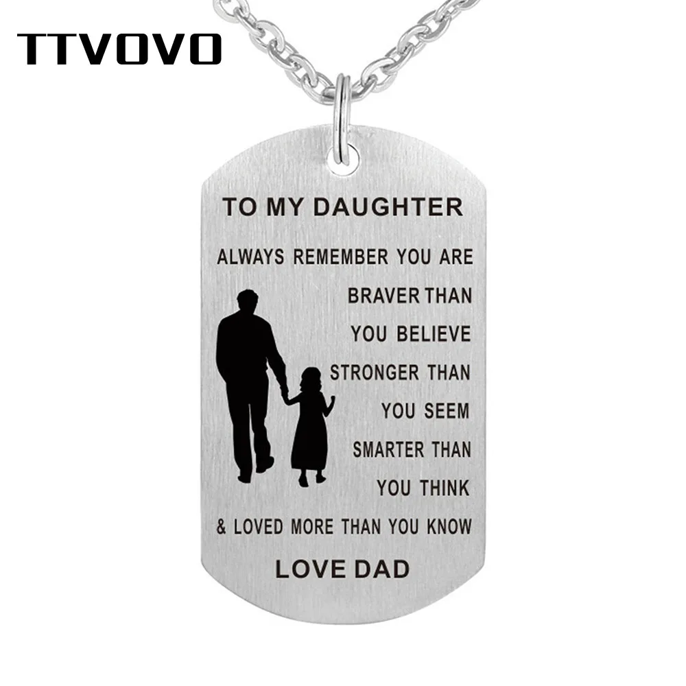 

TTVOVO Inspirational Dog Tag Pendant Necklace To My Son / Daughter Gifts from Dad / Mom Engraved Stainless Steel Dogtags Jewelry