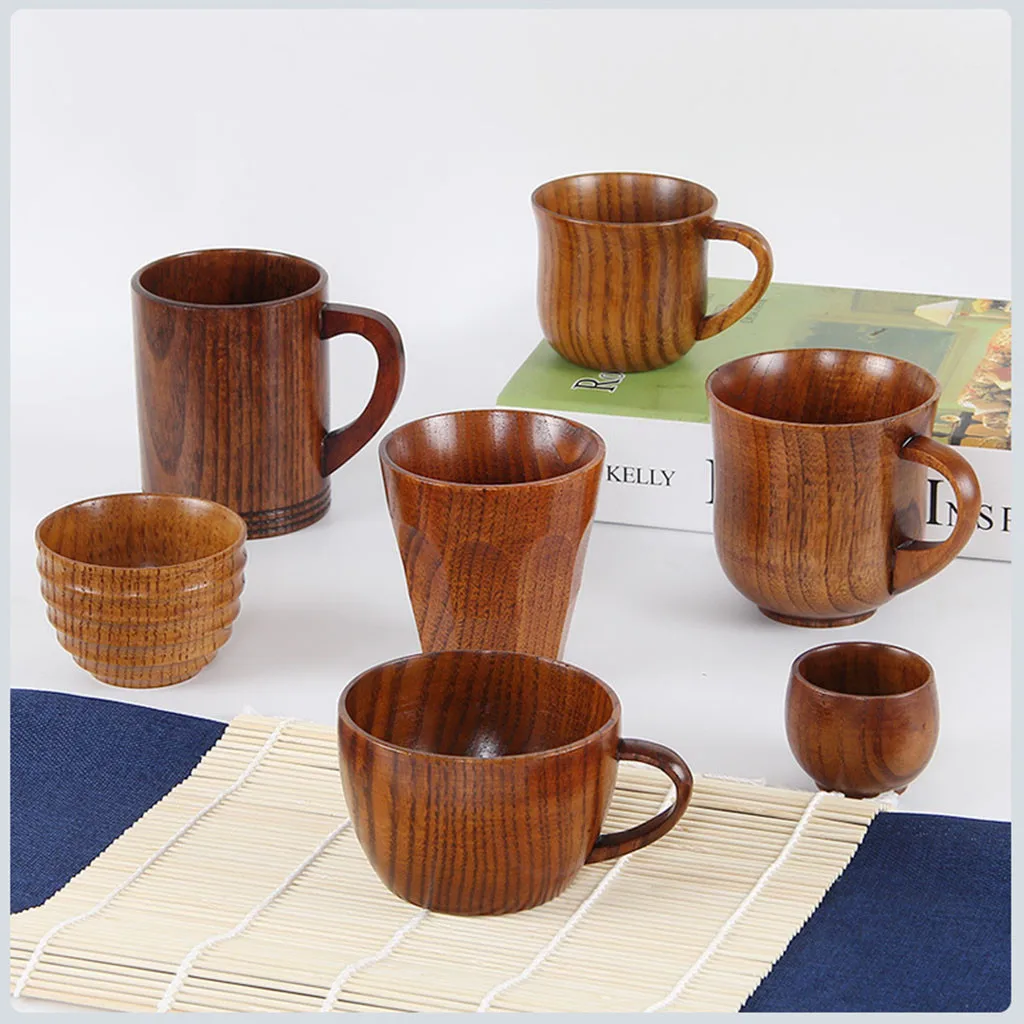 Wooden cup Natural Solid Wood Tea Cup Wooden Wine Coffee Water Drinking Mug Japanese Variety of Style Small Handmade
