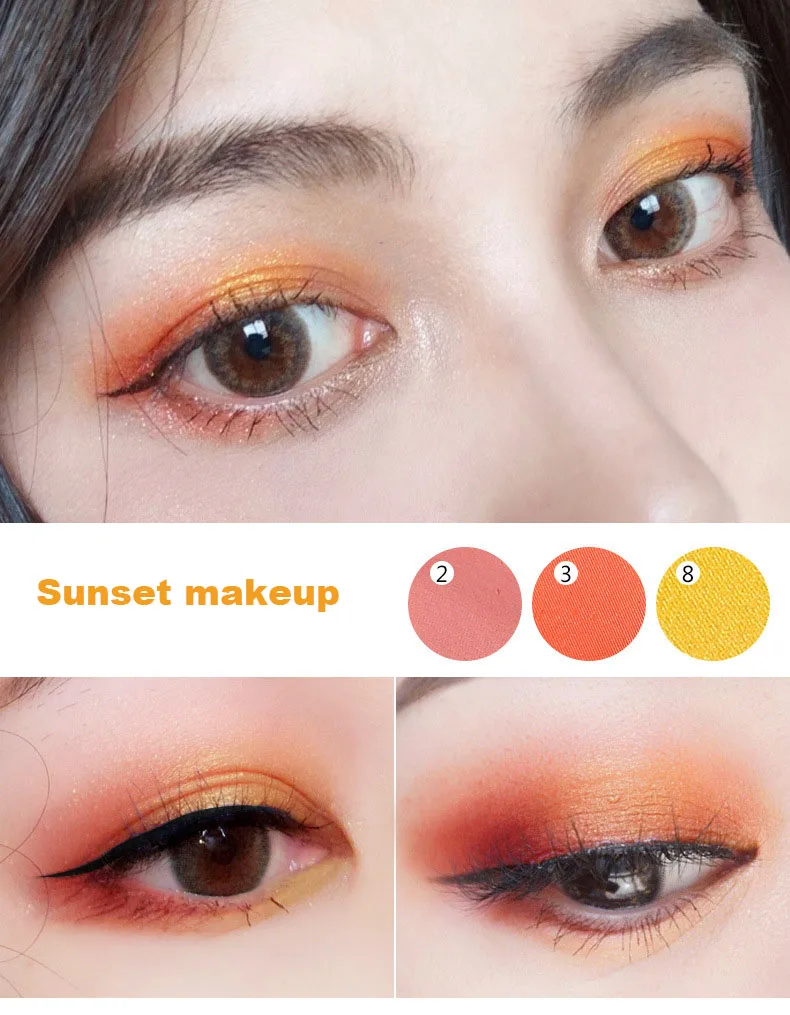 Vermelho à Prova Xixi Shimmer Fosco Sombra Paleta Brilhante 10 Cores Laranja Rosa Pigmento Dwaterproof Água Longa Duração Ac041 6 cores laranja rosa pigmento vermelho à prova