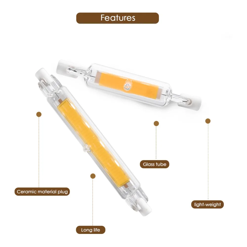 R7S светодиодный лампочка стеклянная трубка 78 мм 8 Вт 118 мм 13 Вт COB J78 J118 сменная галогеновой лампы 80 Вт Lamparda прожектор переменного тока 220 в 230 в 240 В