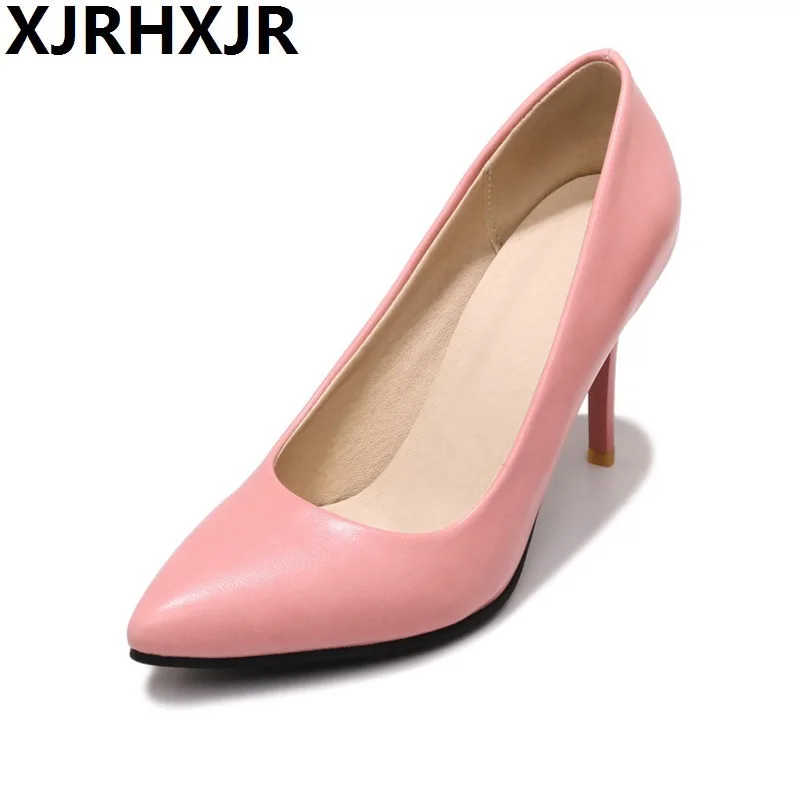 wedding shoes bride 2019 pink shoes woman black high heel shoes pointed toe party 9CM beige classics work shoes stiletto heels