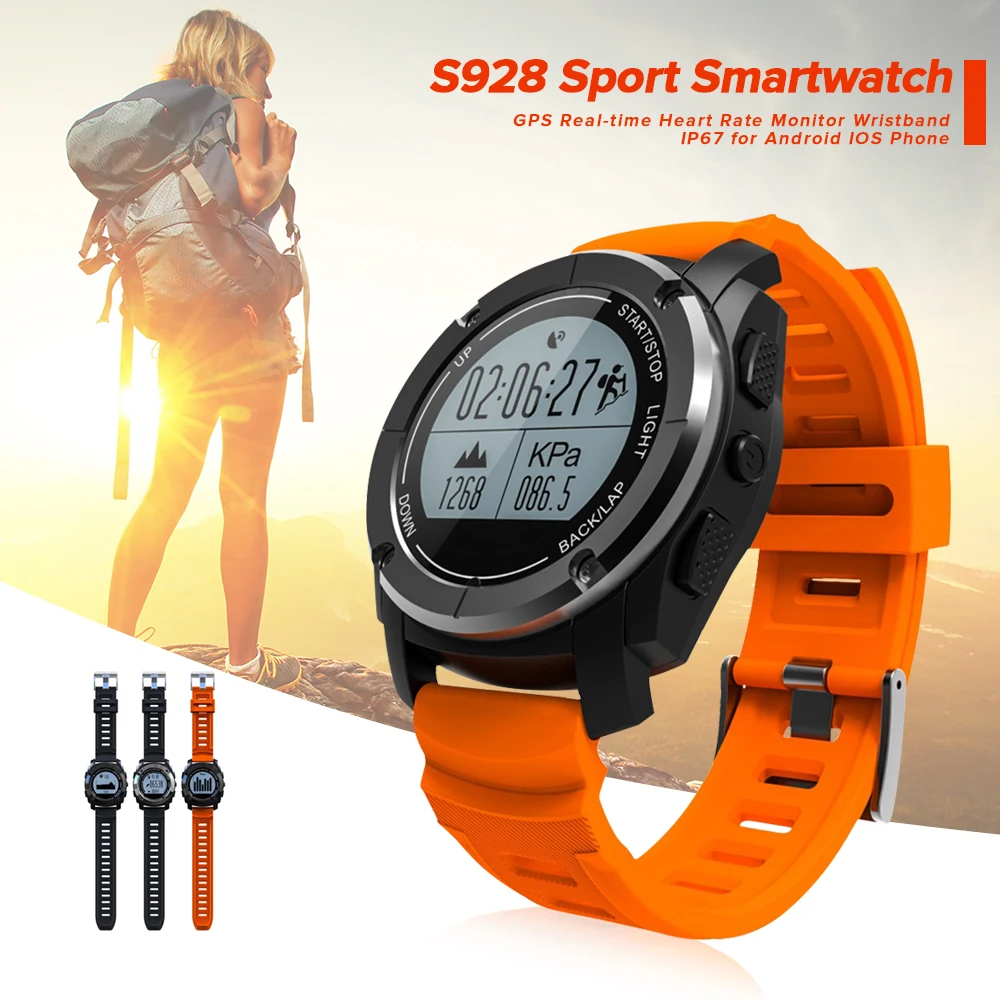 

Sport Smartwatch S928 Waterproof Bluetooth Smart Watch GPS Real-time Heart Rate Monitor Wristband IP67 for Android IOS Phone