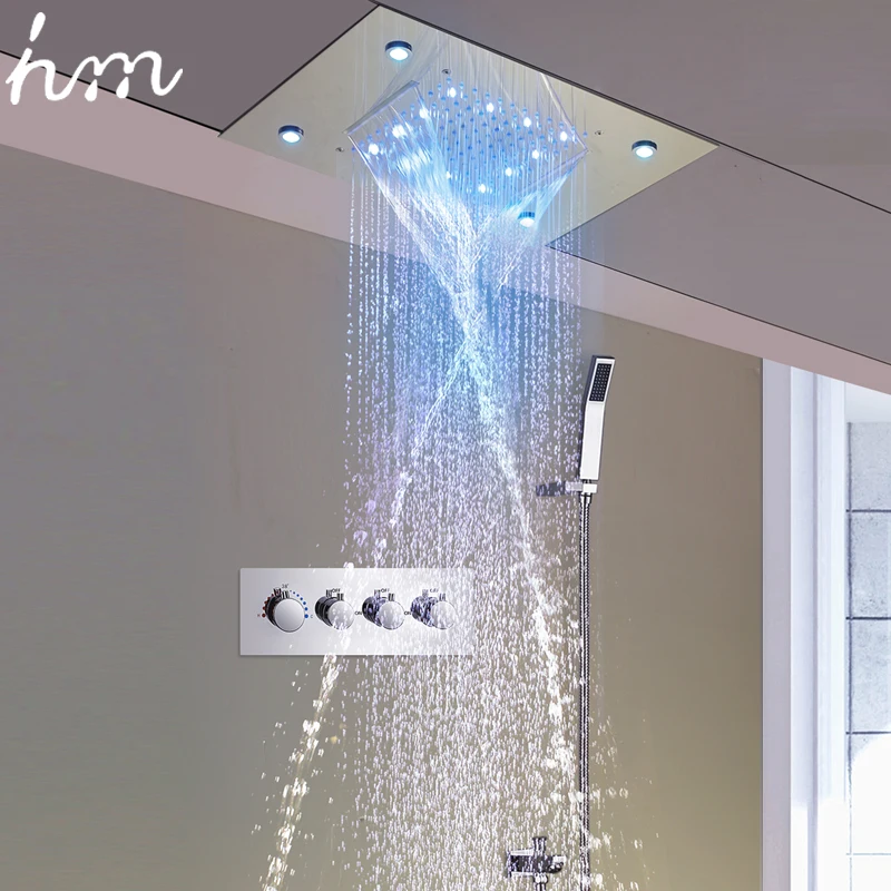 

Waterfall LED Shower Faucet Set Contemporary / Bathroom Rain Shower Head / Side Spray / Large Water Flow Bath Valve hm
